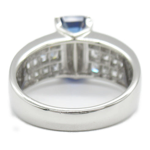 FINE JEWELRY 3.42ct Blue Sapphire Diamond Ring Platinum PT900 US#6