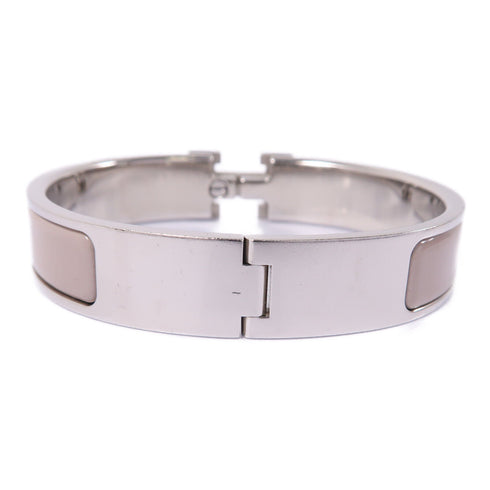 HERMES Clic H Bangle Bracelet Accessories Enamel Metal Beige