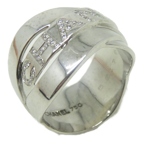 CHANEL CC Bolduc Diamond Ring 18K White Gold US#8