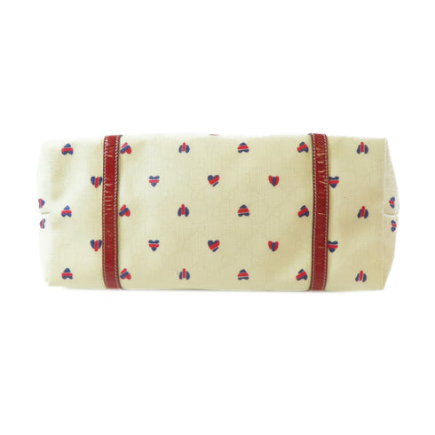 GUCCI GG SHW Shoulder Bag 197953 Coated Canvas White Red