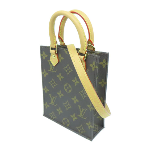 LOUIS VUITTON LV GHW Petit Sac Plat 2 Way Shoulder Bag Monogram Brown