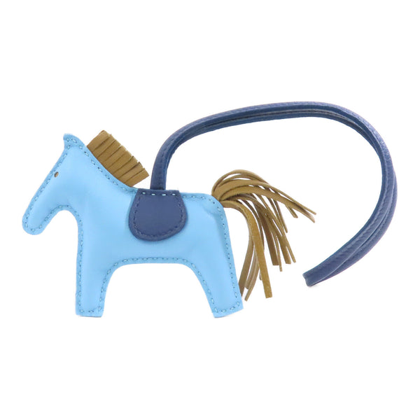 HERMES Rodeo Charm Leather Light Blue Navy Khaki