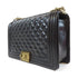 CHANEL Quilted CC GHW Boy Chanel Chain Shoulder Bag Calfskin Leather Black