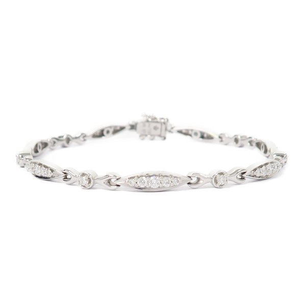 Fine Jewelry 0.97ct Diamond 10.2g Bracelet 18K White Gold