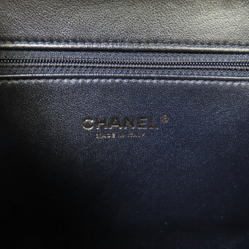 CHANEL Quilted CC Vanity Case Chain Hand Shoulder Bag Caviar Skin Leather Blue