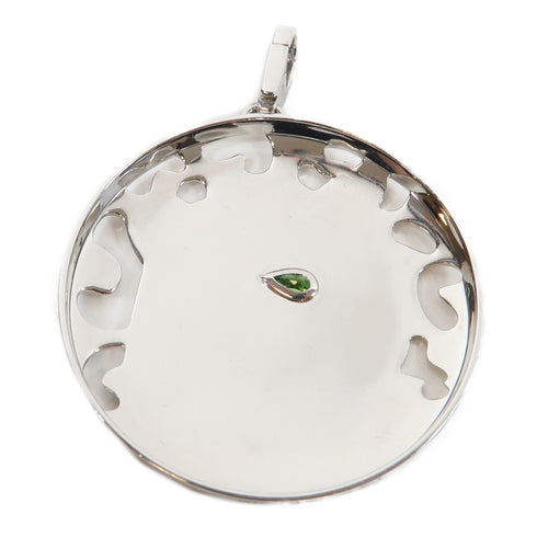 CARTIER Panthere Pellage Pendant Garnet 18K White Gold Black Lacquer