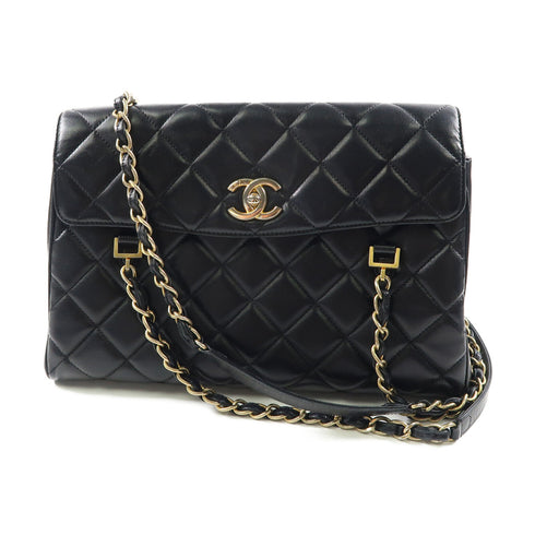CHANEL CC GHW Shoulder Bag Chain Lambskin Leather Black