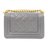 CHANEL Quilted CC GHW Mini Boy Chain Shoulder Bag Leather Grey