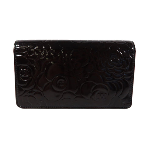 CHANEL CC SHW Long Wallet Patent Leather Black v1