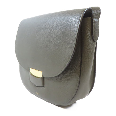 CELINE GHW Shoulder Crossbody Bag Calfskin Leather Dark Green