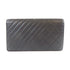 CHANEL Quilted Herringbone CC SHW Long Bifold Wallet Lambskin Leather Black