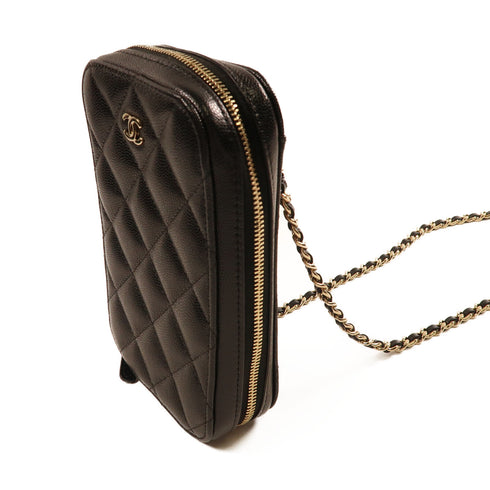 CHANEL CC GHW Chain Shoulder Bag Calfskin Leather Black v7