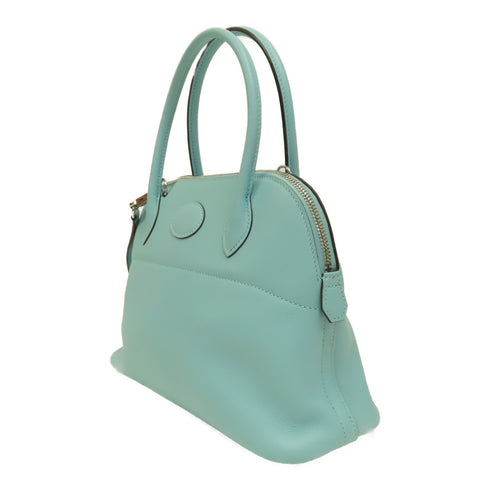 HERMES PHW Bolide 27 2Way Shoulder Bag Handbag Veau Swift Leather Bleu Atoll...