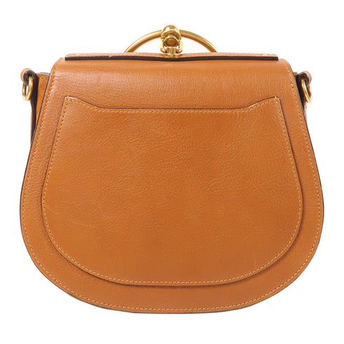 Chloe GHW Nile Shoulder Bag Calfskin Leather Brown