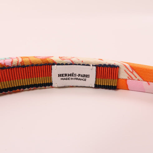 HERMES Hair Band Accessories Silk Pink Multicolor