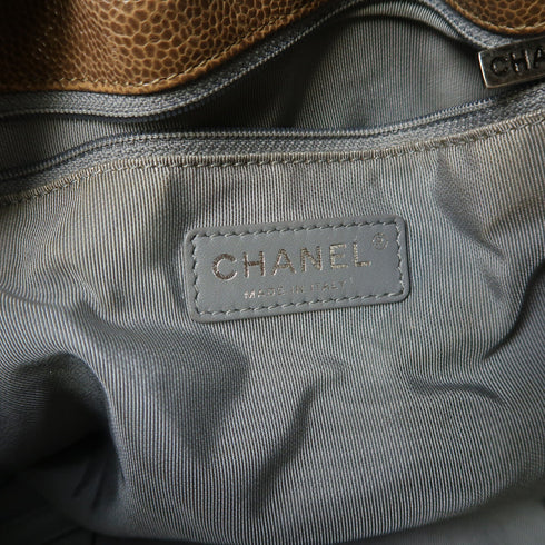 CHANEL Quilted CC SHW Chain Shoulder Bag Calfskin Leather Brown v1