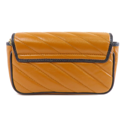 GUCCI GHW GG Marmont Chain Shoulder Bag 574969 Calfskin Leather Brown