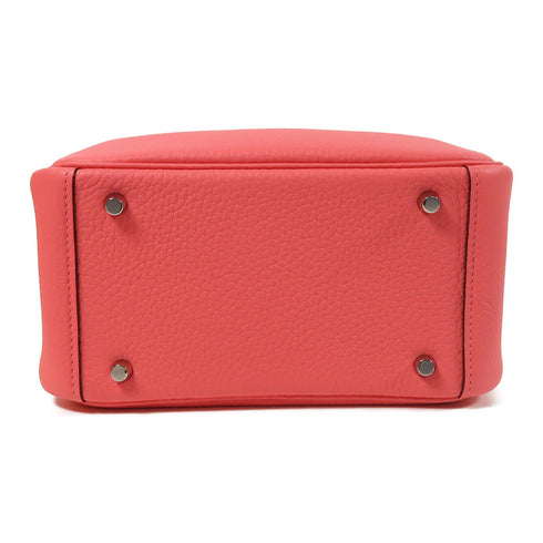 HERMES PHW Mini Lindy Shoulder Bag Taurillon Clemence Leather Rose Azalee/Pink