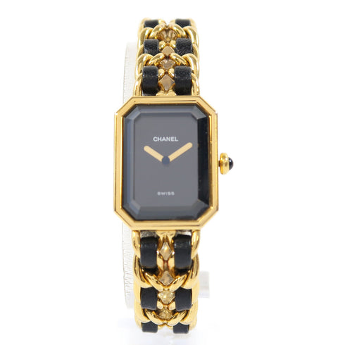 CHANEL CC Premiere Quartz Watch H0001-L Gold Plated/Leather Black v2