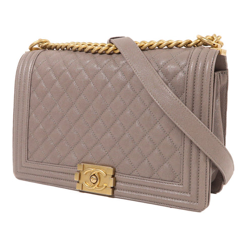 CHANEL CC GHW Boy Chain Shoulder Bag Calfskin Leather