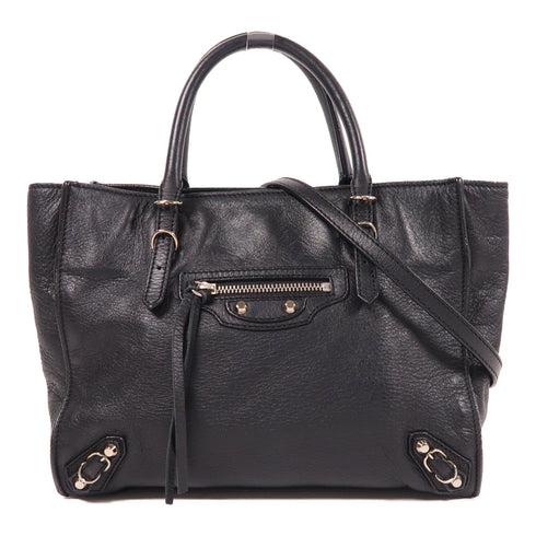 BALENCIAGA SHW Papier Mini 2 Way Bag 305572 Lambskin Leather Black