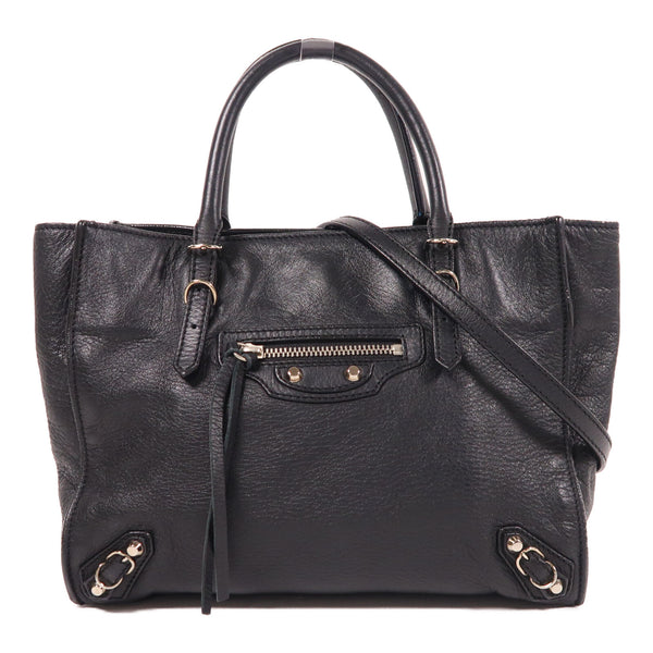 BALENCIAGA SHW Papier Mini 2 Way Bag 305572 Lambskin Leather Black