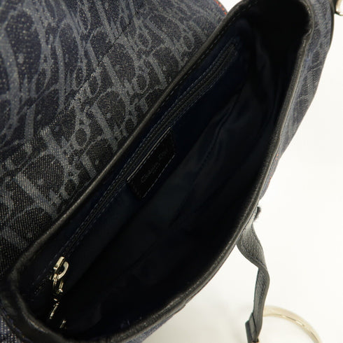 Christian Dior CD SHW Saddle Shoulder Bag Handbag Denim Blue