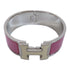 HERMES Clic Clac H Bracelet Bangle Metal Silver Pink