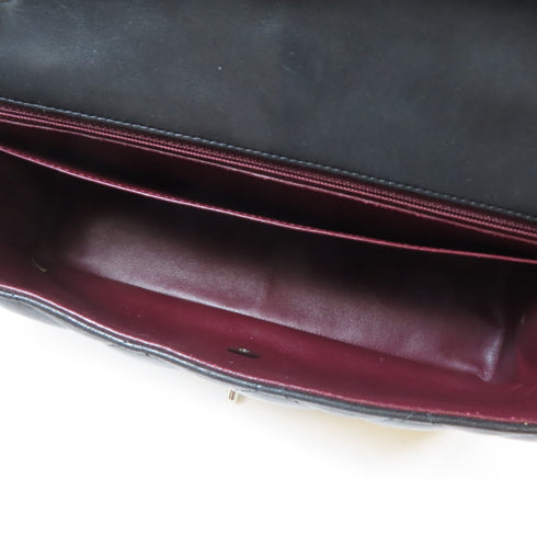 CHANEL Quilted CC SHW Classic Jumbo Shoulder Handbag Lambskin Leather Black