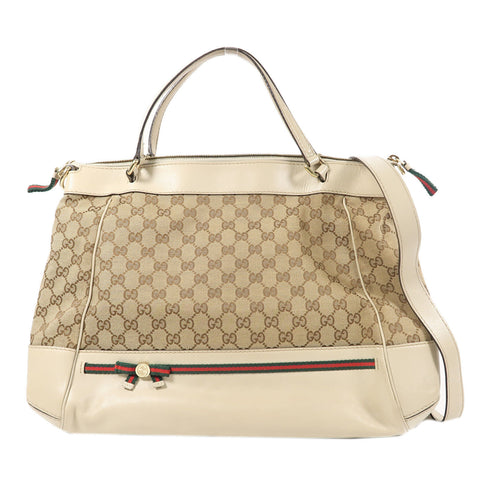 GUCCI GG GHW Mayfair Tote Bag 2 Way Bag 257349 Canvas/Leather Beige/Brown