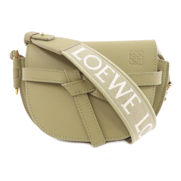 LOEWE GHW Mini Gate Shoulder Bag Clafskin Leather Beige