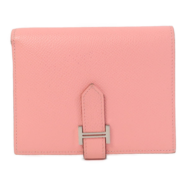 HERMES PHW Bearn Compact Wallet Veau Epsom Rose Azalee/Sesame