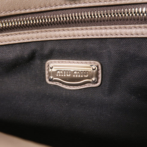 Miu Miu SHW Shoulder Tote Bag RR1820 Leather Gray Black