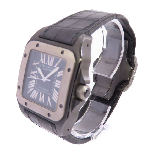 CARTIER Santos 100 Carbon Automatic Watch SS Titanium W2020010 Black
