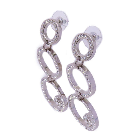 CHANEL CC Rhinestones Earrings B17S Metal Gold Tone Color
