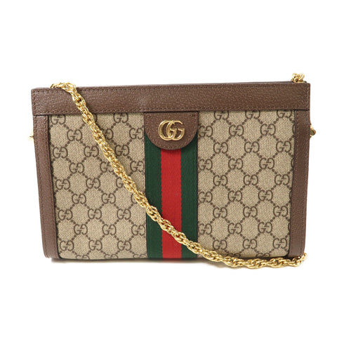 GUCCI GHW Shoulder Bag 503876 PVC Coated Canvas Brown