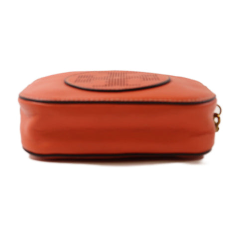 Tory Burch GHW Shoulder Bag Calfskin Leather Orange