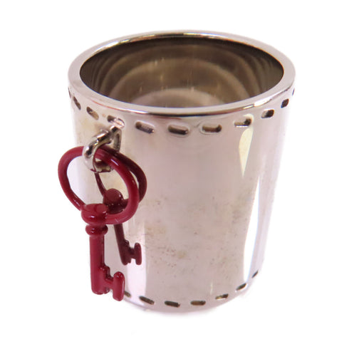 HERMES Palladium Scarf Ring Metal Silver Tone Color Red