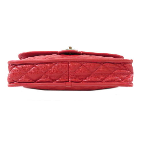 CHANEL CC SHW Chain Shoulder Bag Calfskin Leather Red v2