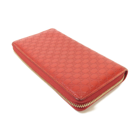 GUCCI GG GHW Zipped Long Wallet Calfskin Leather Red