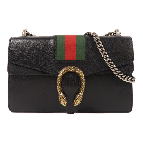 GUCCI GG Dionysus Chain Shoulder Bag 400429 Calfskin Leather Black