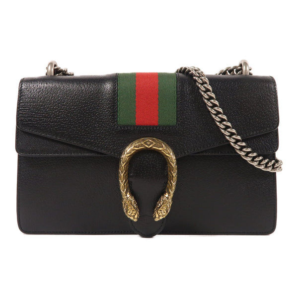 GUCCI GG Dionysus Chain Shoulder Bag 400429 Calfskin Leather Black