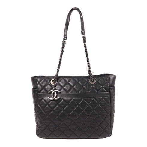 CHANEL CC Chain Shoulder Bag Lambskin Leather Black v1
