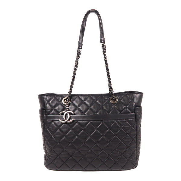 CHANEL CC Chain Shoulder Bag Lambskin Leather Black v1