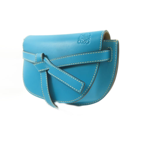 LOEWE SHW Gate Bumbag Waist Body Bag Calfskin Leather Blue