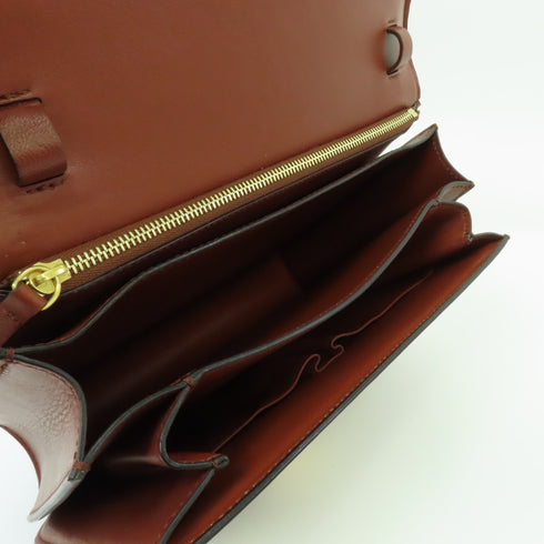 CELINE GHW Classic Box Shoulder Bag Calfskin Leather Brown