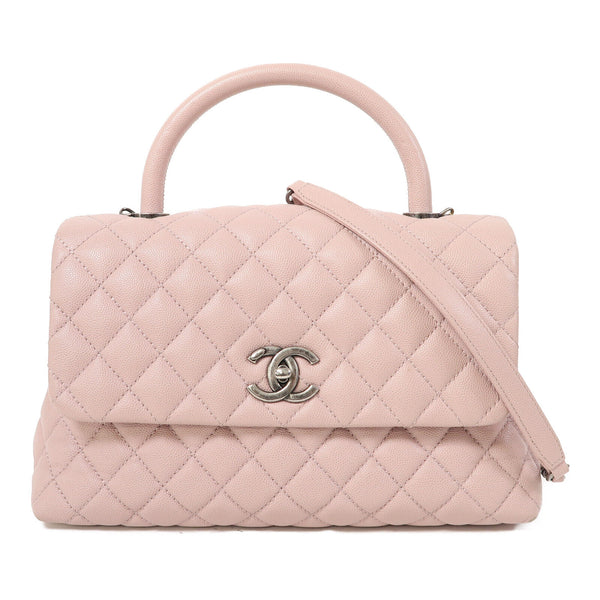 CHANEL Quilted CC SHW Coco Handle 2 Way Chain Shoulder Bag Calfskin Leather Pink