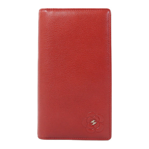 CHANEL CC SHW Long Wallet Calfskin Leather Red v1