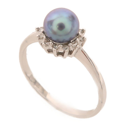 Jewelry Pearl Ring 2.3g 18K White Gold US#7.25