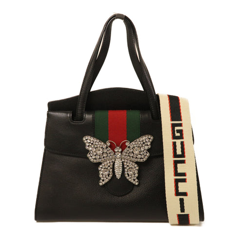 GUCCI GG GHW 2 Way Shoulder Bag Handbag 505342 Calfskin Leather Black